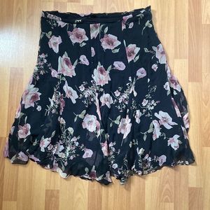 Lauren Ralph Lauren LRL Zip Skirt Women Plus 20W Floral 100% Silk Chiffon Flowy